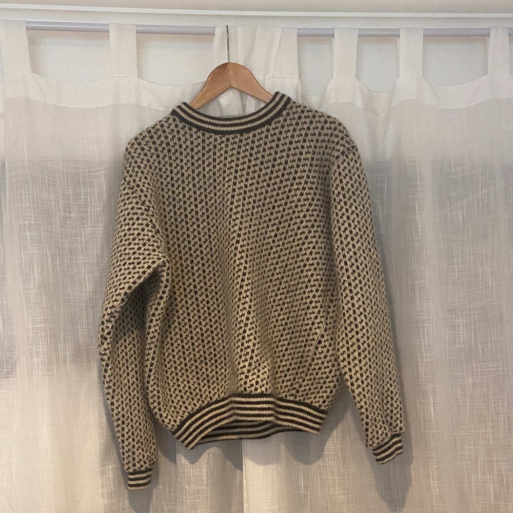 Lands' End Men's Crewneck Sweater - Black and Tan